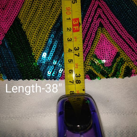 Sexy Multicolor Sequin Mini Dress Plunging Halter 1XL Open Back Retro Club Party - Picture 14 of 16